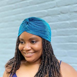 Handmade Jewel Tone Look Hair Turban Hair Cover - Protective Styling & Costume